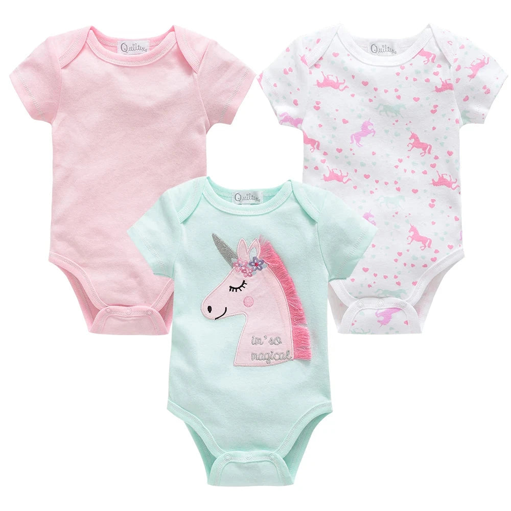 3/6 pcs a lot Baby Girls Clothes pour nouveaux Cotton Short Sleeve Girl Bodysuit 0-12 Months Newborn Boys Clothing Toddler Econic Blanks